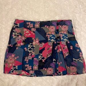 NWT Zara Asian Oriental Floral Multicolored Patchwork Mini Skirt
